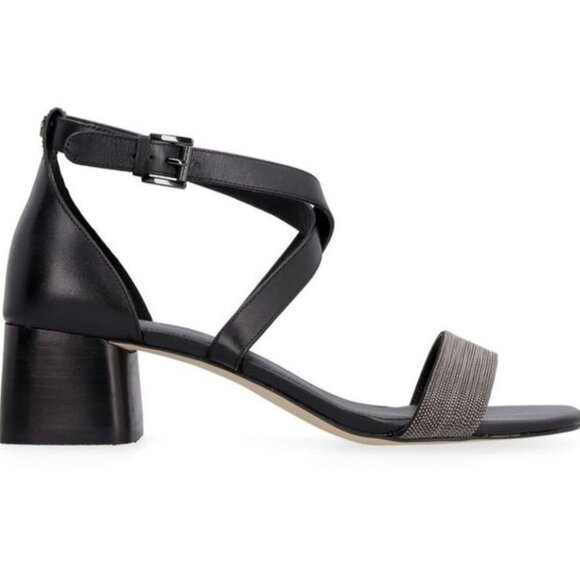 NEW Michael Michael Kors Diane Black Block Heel Sandal Size 6.5 - Picture 1 of 7